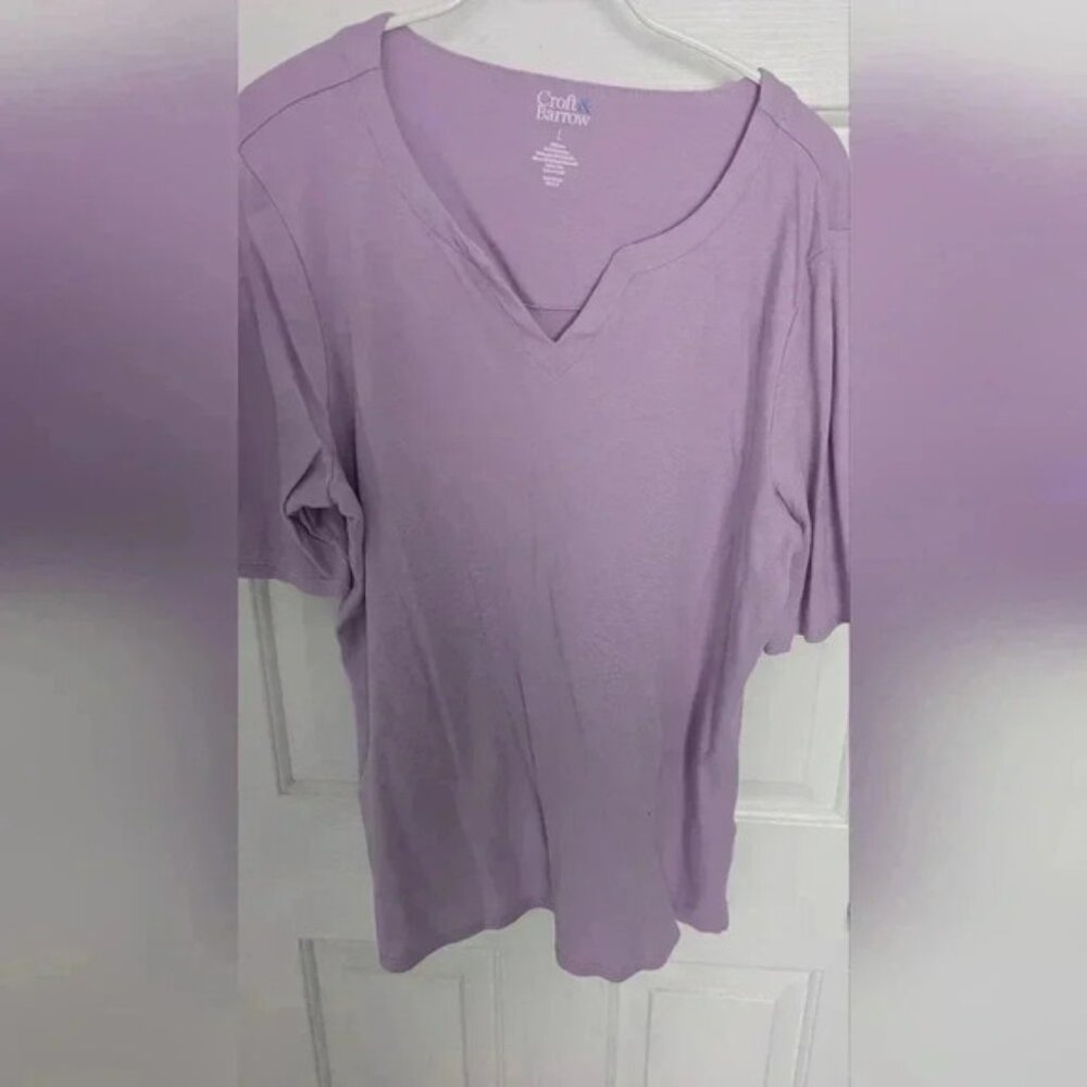 Croft & Barrow® Elbow-Sleeve Splitneck Women's Top Size Large (EUC) - Picture 3 of 9